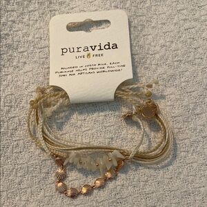 Pura Vida Rose Gold and White Bracelet Set